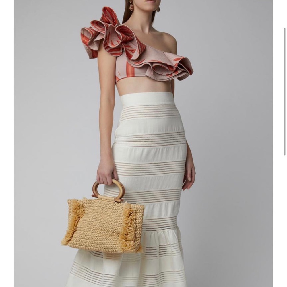 Johanna Ortiz one shoulder bikini ruffle top